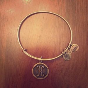 Alex and Ani K gold charm bracelet